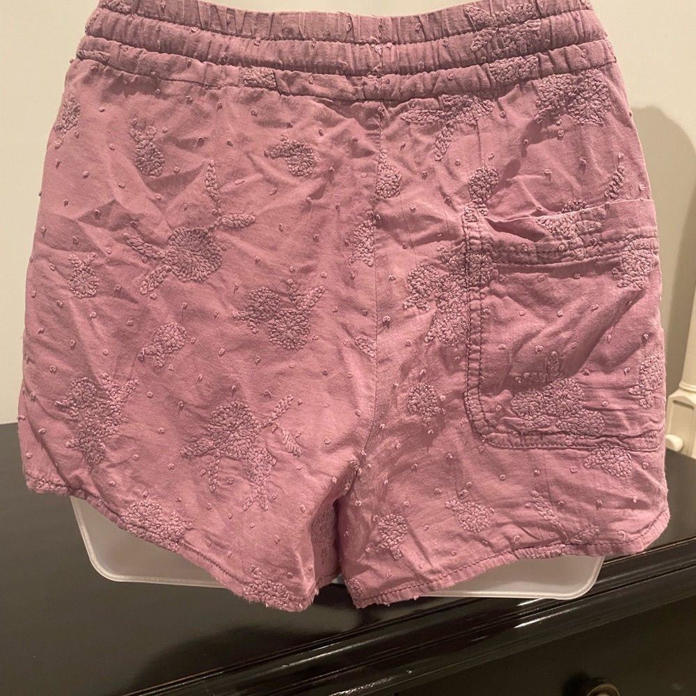 Embroidered Purple Drawstring Shorts - Picture 3 of 7